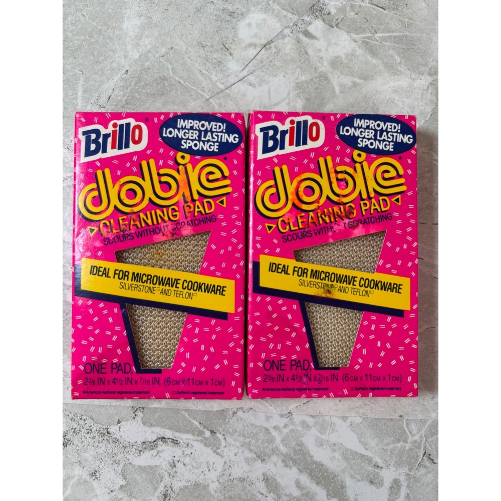 Vintage Brillo Dobie Cleaning Pad Lot of 2 Non-Scratch Scouring Sponge Dial Corp
